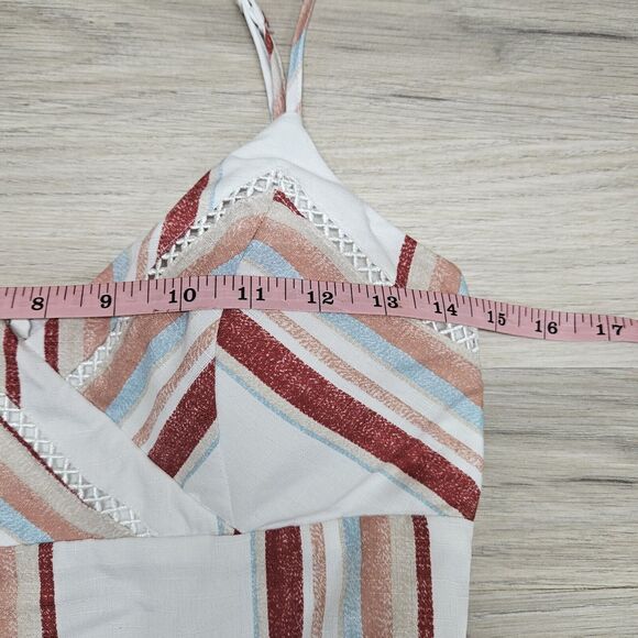 MIAMI Womens White Stripe Strappy Mini Dress Medium - Picture 4 of 7